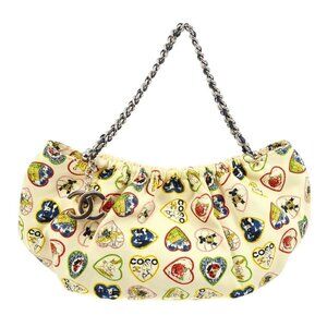 Chanel White Canvas Valentine Chain Handbag 112430